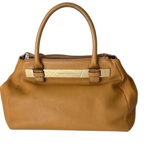 Vince Camuto Jace Leather Satchel Handbag , Gold Tone , Pebbled